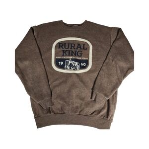 Rural King Tractor Graphic Crewneck Sweatshirt Brown Men's Size L